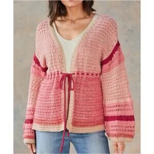 Sundance Free In Spirit Open Front Cardigan Knit Pink Womens Size M